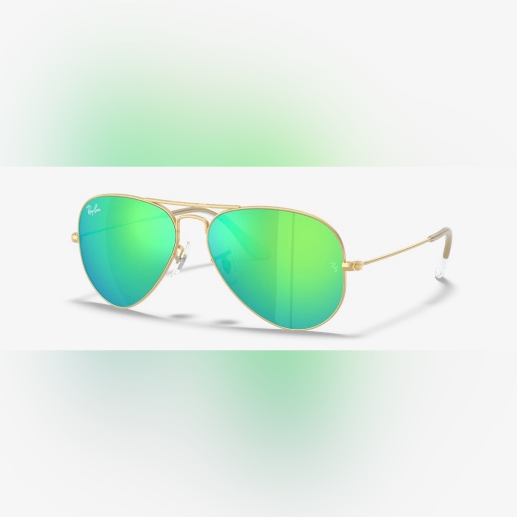 Ray-Ban Green Mirrored Aviator Sunglasses